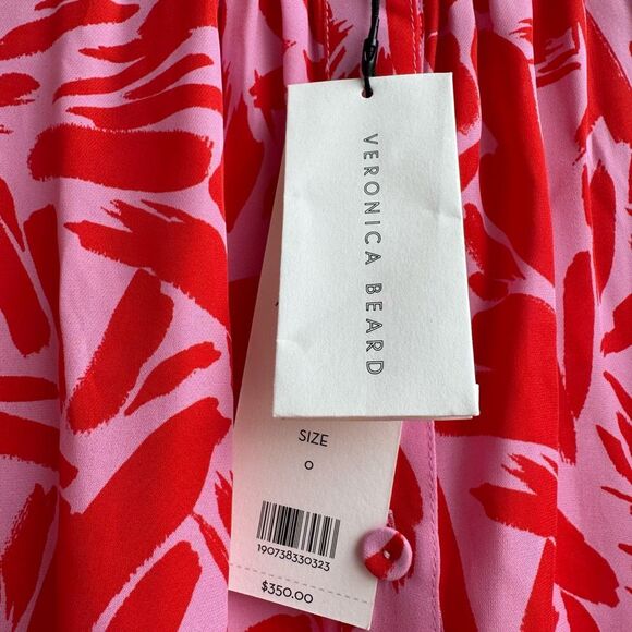 NWT Veronica Beard Ashlynn Silk Floral Abstract Balloon Sleeve Blouse Size 0 XS - Picture 3 of 6